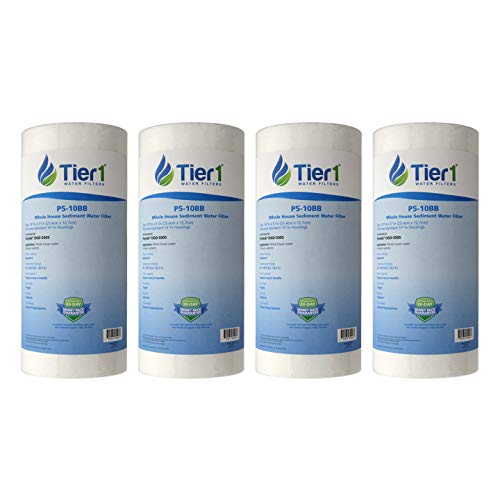 Tier1 5 Micron 10 Inch x 4.5 Inch | 4-Pack Spun Wound Polypropylene Whole House Sediment Water Filter Replacement Cartridge | Compatible with Pentek DGD-5005, 155357-43, WDGD-5005, Home Water Filter