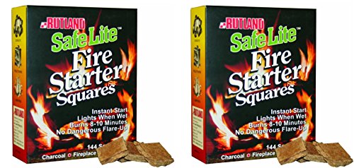 Rutland Safe Lite Fire Starter Squares, 144-Square – 2 Pack