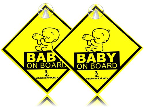 Inspiration “Baby On Board” with Suction Disks Sign, 2-Pack (5×5) (2pcs)