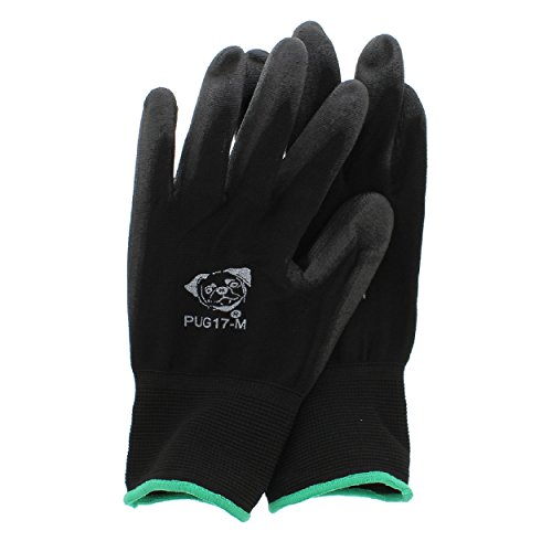 Global Pug Work Glove PUG17M Polyurethane/Nylon Glove, Work, Medium, Black, (12 Pair)