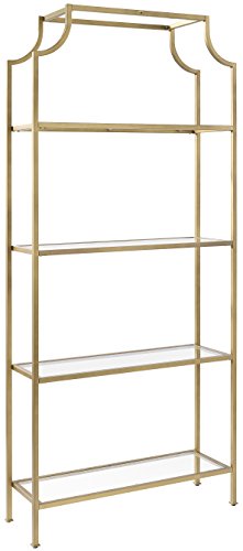 Crosley Furniture Aimee Etagere Bookcase – Gold and Glass