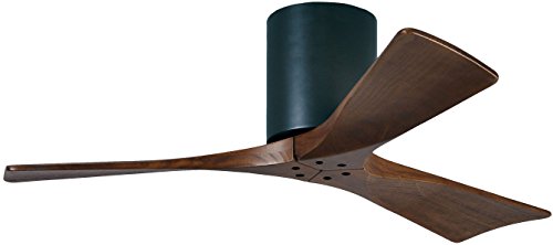 Matthews IR3H-BK-WA-42 Irene Indoor/Outdoor Damp Location 42″ Flush Mount Ceiling Fan with Remote and Wall Control, 3 Wood Blades, Matte Black