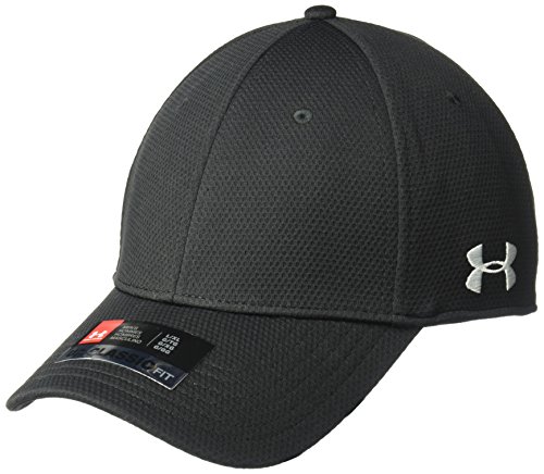 Under Armour Men’s Curved Brim Stretch Fit Hat, Black (001)/White, Large/X-Large