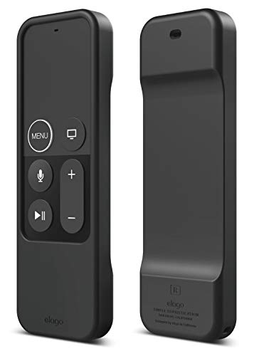 elago R1 Protective Silicone Case Cover Compatible with Apple TV 4K Siri 4th and 5th Generation Siri Remote Control – [Magnet Technology] [Lanyard Included] [Shock Absorption] – Black