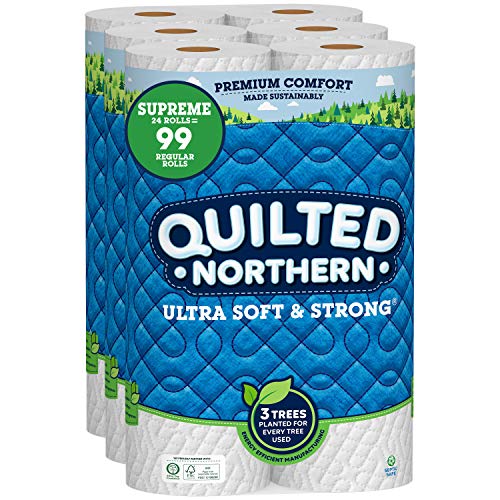 Quilted Northern Ultra Soft & Strong Toilet Paper, 24 Supreme Rolls = 99 Regular Rolls, 2-ply Bath Tissue,8 Count (Pack of 3)