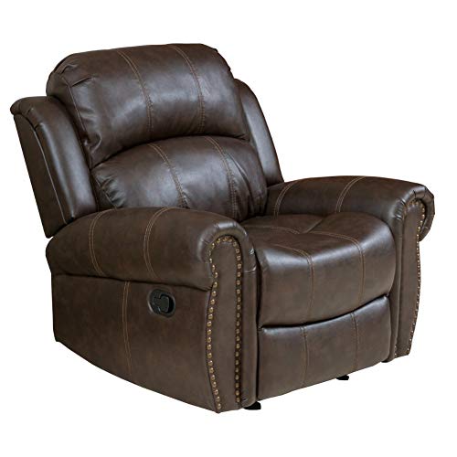 GDFStudio Christopher Knight Home Gavin Faux Leather Gliding Recliner, Dark Brown