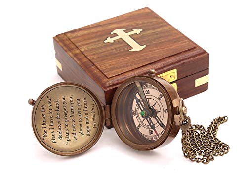 For I Know The Plans I Have For You, Jeremiah 29:11, Solid Brass Directional Engraved Compass, Baptism Gifts for Boys Girls, First Communion, Christian Gifts for Men, First Confirmation Gifts for Boys