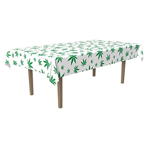 Beistle Tropical Fern Leaf Tablecover, 54″ x 108″, White/Green | The Storepaperoomates Retail Market - Fast Affordable Shopping