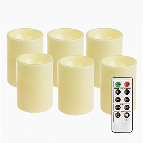 GiveU Flameless Realistic Led Candle With Remote Control, Battery Operated Flickering Candle With Timer For Indoor & Outdoor Decoration,3x4inches,6 Pack