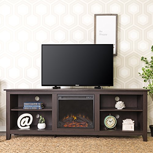 Trasitional 70 Inch Wide Fireplace Television Stand in Espresso Brown Finish