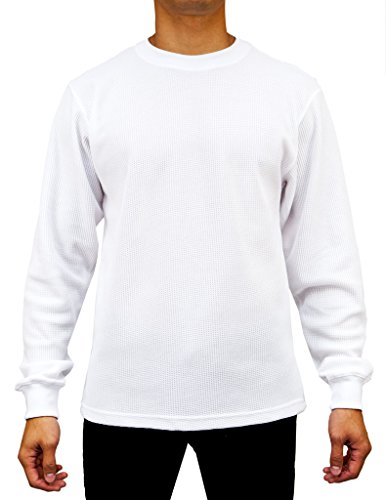Access Men’s Heavyweight Long Sleeve Thermal Crew Neck Top White Large