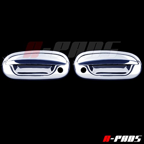 A-PADS 2 Chrome Door Handle Covers for Ford F150 1997-2003 / F150 LIGHTNING 1999-03 / F150 HARLEY DAVIDSON 2001-03 / F150 HERITAGE 2004 / F250 LIGHT DUTY 97-99 – WITH Passenger Keyhole, WITHOUT Keypad