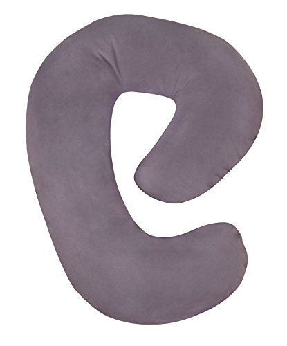 Leachco Snoogle Mini Chic Jersey – Compact Side Sleeper Pregnancy Pillow – Sky Gray