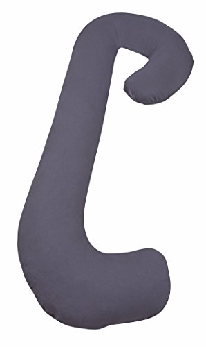 Snoogle Chic Jersey – Snoogle Total Body Pregnancy Pillow with Easy on-off Zippered Cover -Sky Gray Jersey