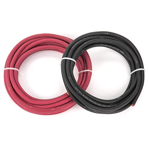 EWCS 2 Gauge Premium Extra Flexible Welding Cable 600 Volt Combo Pack – Black+Red – 10 Feet of Each Color – Made in The USA