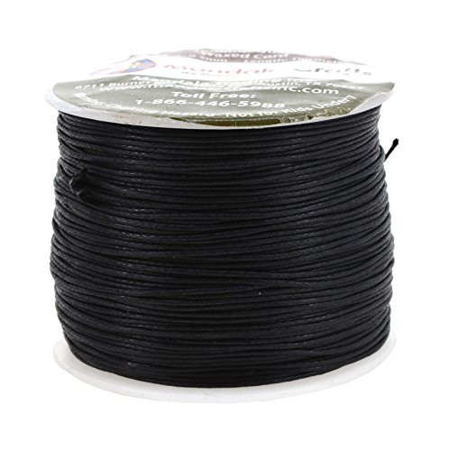 Mandala Crafts Black 0.5mm Waxed Cord for Jewelry Making – 109 Yds Black Waxed Cotton Cord for Jewelry String Bracelet Cord Wax Cord Necklace String