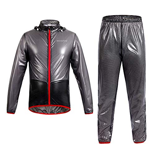 WOLFBIKE New Raincoat Rain Jacket Windproof Waterproof Cycling Raincoat Pants (Gray Suit, Small)