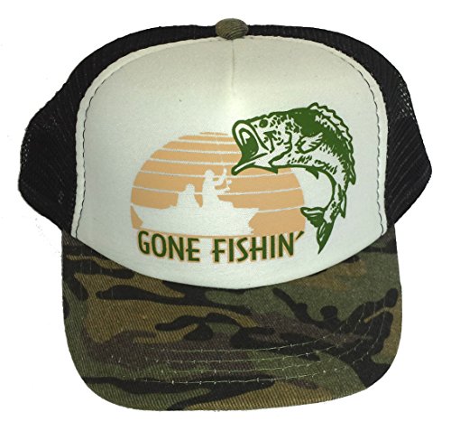 THATSRAD Toddler Kid’s Gone Fishin Fishing Mesh Trucker Hat Cap Camouflage Camo