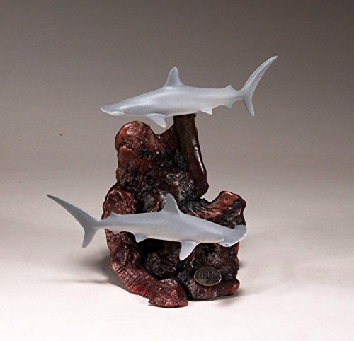 Hammerhead Shark Duo Sculpture New Direct by John Perry Statue Airbrushed