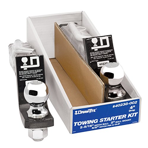 Draw-Tite 40238-002 Trailer Hitch Ball Mount Starter Kit, 7,500 lbs. Capacity, Fits 2 in. Receiver, 4 in. Drop, Black (2 Pack)