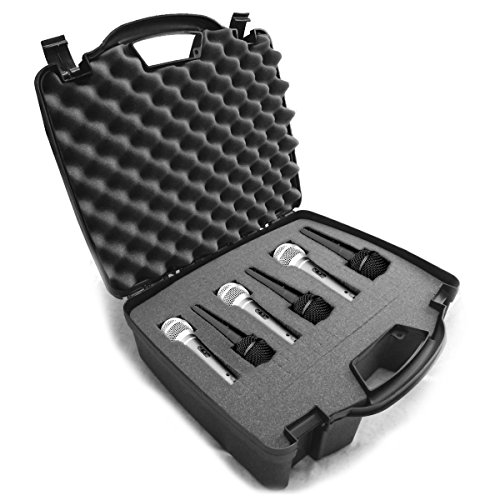 CASEMATIX Cardioid Dynamic and Vocal Microphone Hard Case Compatible with Shure Microphones SM58, SM57, Beta 58A, PG48, PGA58 and More with Customizable Foam for up to 6 Mics