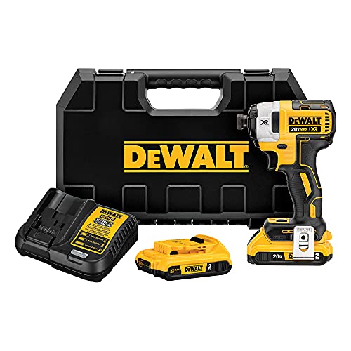 DEWALT 20V MAX XR Cordless Impact Driver Kit, Brushless, 1/4″ Hex Chuck, 3-Speed, 2 Batteries and Charger (DCF887D2)