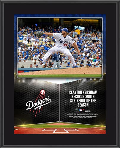 Clayton Kershaw Los Angeles Dodgers 10.5″ x 13″ 300 Strikeouts in a Season Sublimated Plaque – MLB Player Plaques and Collages