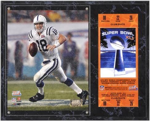 Indianapolis Colts Super Bowl XLI Peyton Manning Plaque with Replica Ticket – NFL Player Plaques and Collages