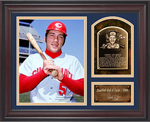 Johnny Bench Baseball Hall of Fame Framed 15″ x 17″ Collage with Facsimile Signature – MLB Player Plaques and Collages