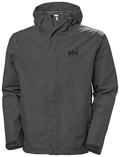 Helly Hansen Men’s Seven J Waterproof Windproof Breathable Rain Jacket, 980 Ebony, Large
