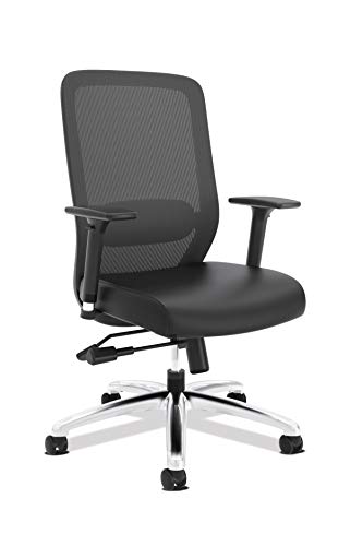 HON Exposure Task Mesh High-Back Computer Chair with Leather Seat for Office Desk, Black (HVL721)