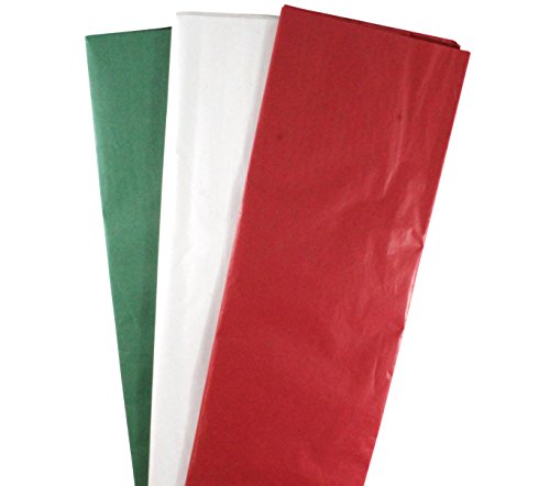Iconikal Tissue Paper Assortment, 20 x 20-Inch, 50 of Each Red, Green and White, 150-Count