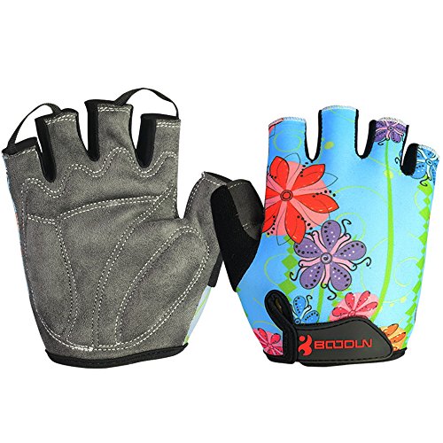 Anser 2130042 Riding Gloves Cycling Gloves Breathable Bike Gloves Bicycle Gloves Sport Gloves for Children or Women (Blue Flower, L)
