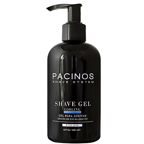 Pacinos Shave Gel – Clear Cooling Gel with Aloe Vera, Prevents Skin Irritation & Moisturizes, All Hair Types, 8 fl. oz.
