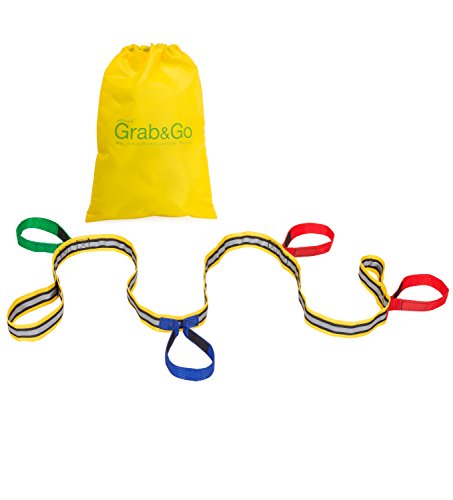Childrens Walking Rope (4 Child) – Premium Quality, Teacher Designed, Extra Safety Feature on Handles. Hi Viz Detail for Best Visibility. Includes Free Learning Games for Walks Guide
