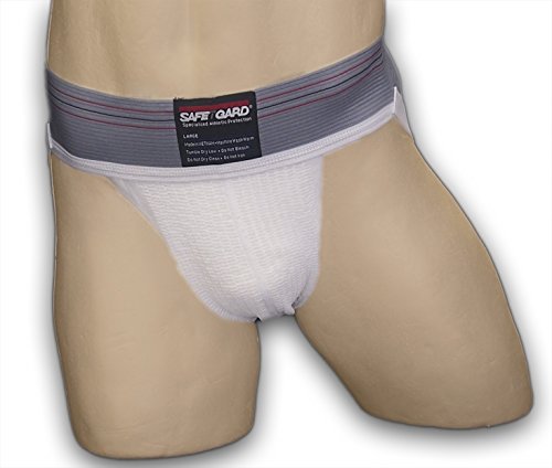 SafeTGard Adult Athletic Supporter Without Pocket (White/Gray, Medium)