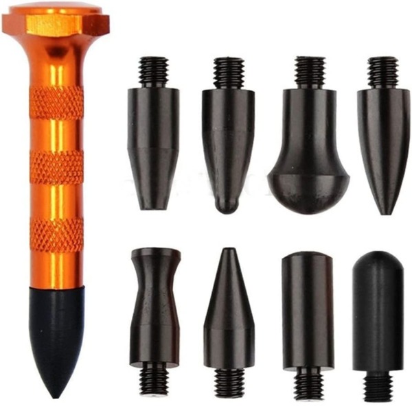 HiYi Paintless Dent Repair Kits，Car Body Dent Removal Tools Knockdown Tips Tools Metal Dent Tap Down Tools with 9 Heads Tips