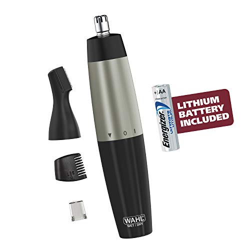 Wahl Groomsman Men’s Lithium Battery Powered Ear, Nose, & Brow Trimmer for Eyebrow & Facial Hair Trimming for Men with 2 Interchangeable Heads – Model 5560-2801