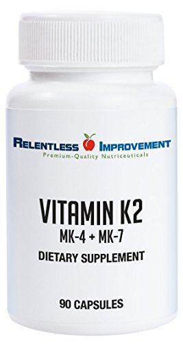 Relentless Improvement Vitamin K2 MK4 Plus MK7 Vegan Naturally-Derived Vege-Caps 90 Count