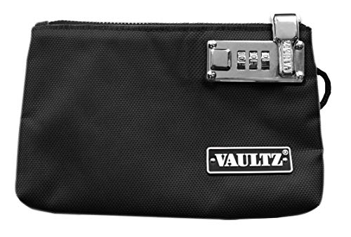 Vaultz Money Bag with Lock – 5 x 8 Inches, Men & Women’s Locking Accessories Pouch for Cash, Bank Deposits, Wallet, Medicine, Phone and Credit Cards – Black