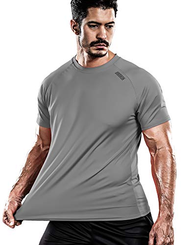 DRSKIN Men’s T-Shirt Short Sleeve Quick Dry Sun Protection Workout Active Sports Tee Shirt (BSSG03, L)