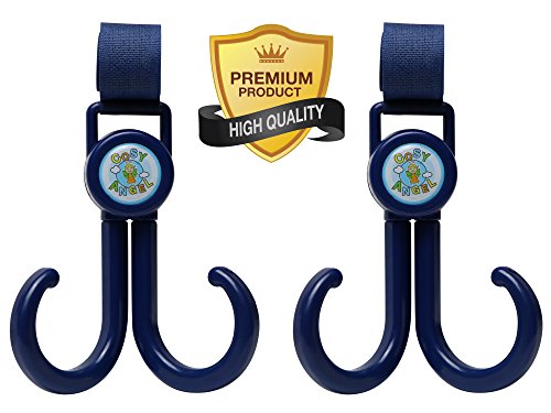 Clearance Stroller Hook Organizer – 2 Pack with 2 Double Multi Purpose Buggy Hooks (Blue) – Universal Fit for All Strollers – Pram, Pushchair, Stroller Accessory-Hanger for Baby Diaper Bags, Groceries