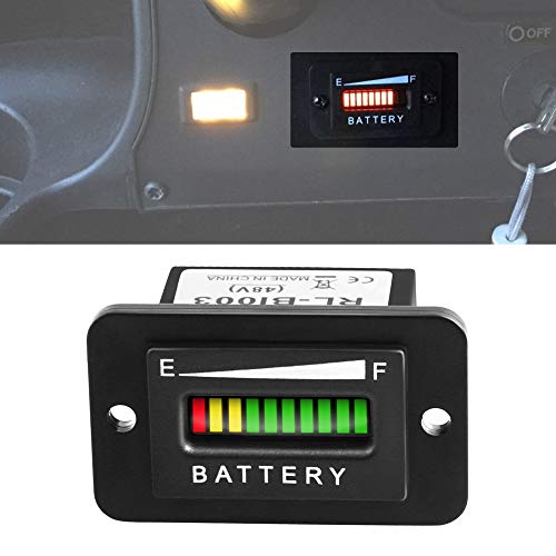 48V Battery Fuel Gauge Indicator, LED Battery Indicator Meter Gauge for Golf Cart,Fork Lifts, Floor Care Equipment, EZGO, Yamaha, Club Car