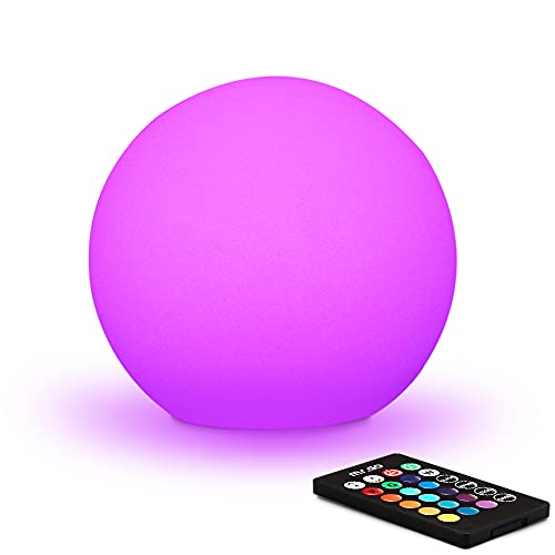 Mr.Go 6-inch RGB Color-Changing LED Globe Orb Light w/Remote, Mood Lamp Kids Night Light, 16 Dimmable Colors & 4 Modes, Battery & AC Adapter Power, Home Bedroom Patio Pool Decorative Lighting