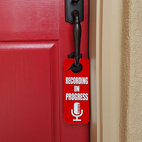 Recording in Progress Microphone Plastic Door Knob Hanger Sign | The Storepaperoomates Retail Market - Fast Affordable Shopping