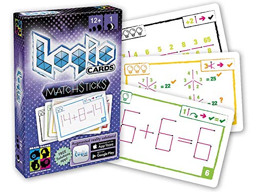 Brain Games Logic Cards Matchsticks – Math Brain Teaser Card Game for Kids, Teenagers & Adults – Award Winning Family Fun!