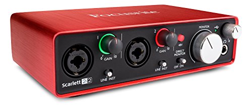 Focusrite Scarlett 2i2 (2nd Gen) USB Audio Interface with Pro Tools First, Red, 2i2 – 2 Mic Pres