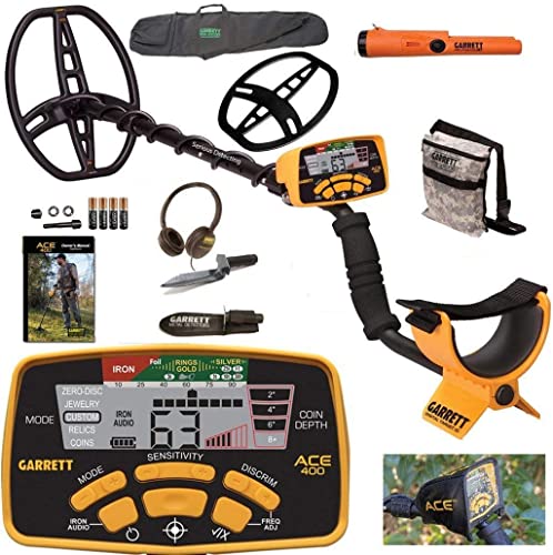 Garrett ACE 400 Metal Detector with DD Waterproof Coil and Premium Accessories