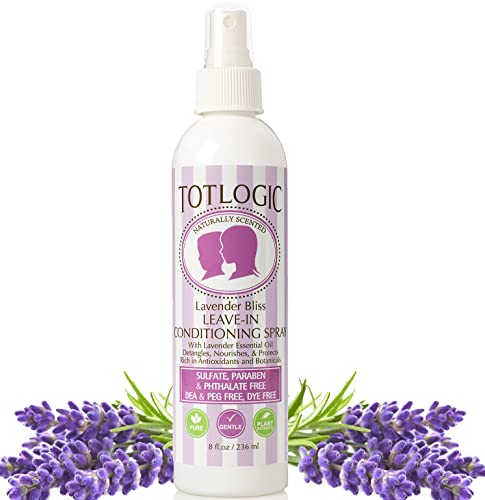 TotLogic For Kids And Toddler Detangler Hair Spray and Leave In Conditioner – Naturally Scented with Essential Oils – Lavender, 8 oz