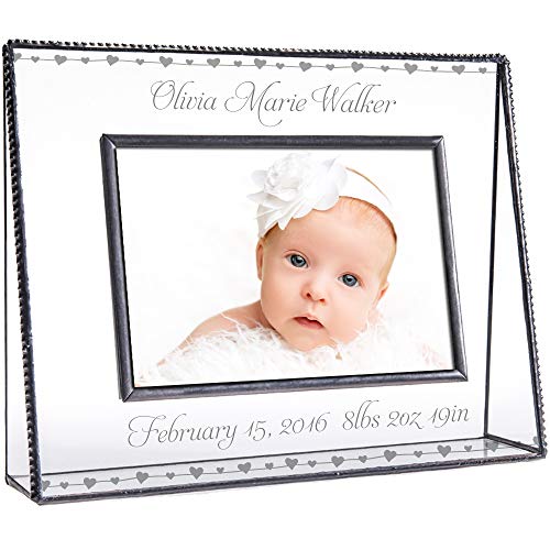 Baby Keepsake Frame Personalized for New Mom and Dad 4×6 Photo Engraved Glass Nursery Picture Frames Pic 319-46H EP508